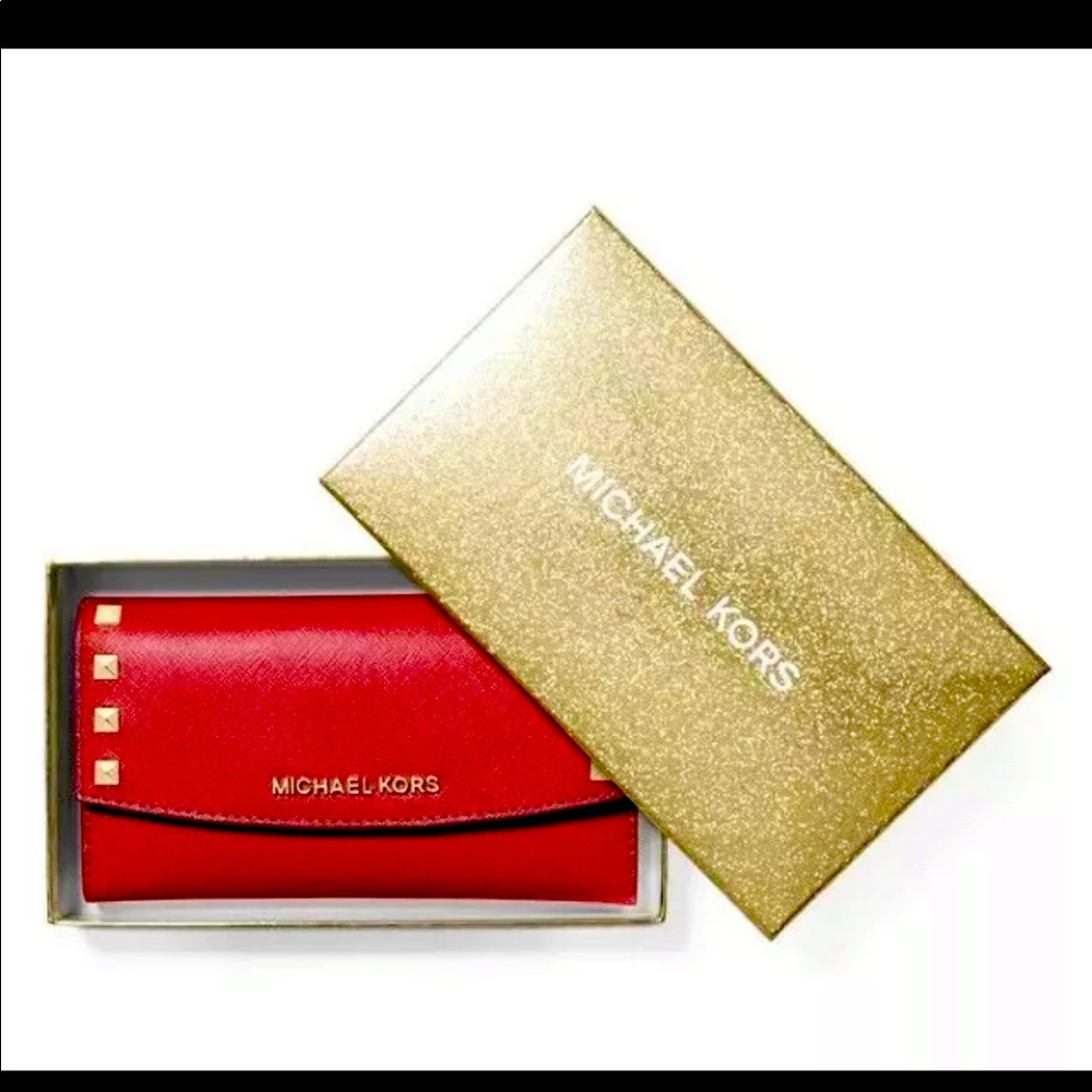 Michael Kors leatherRed Studded accents